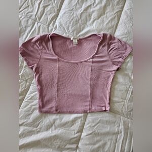 Women's Pink Ribbed Crop Top Size: Large